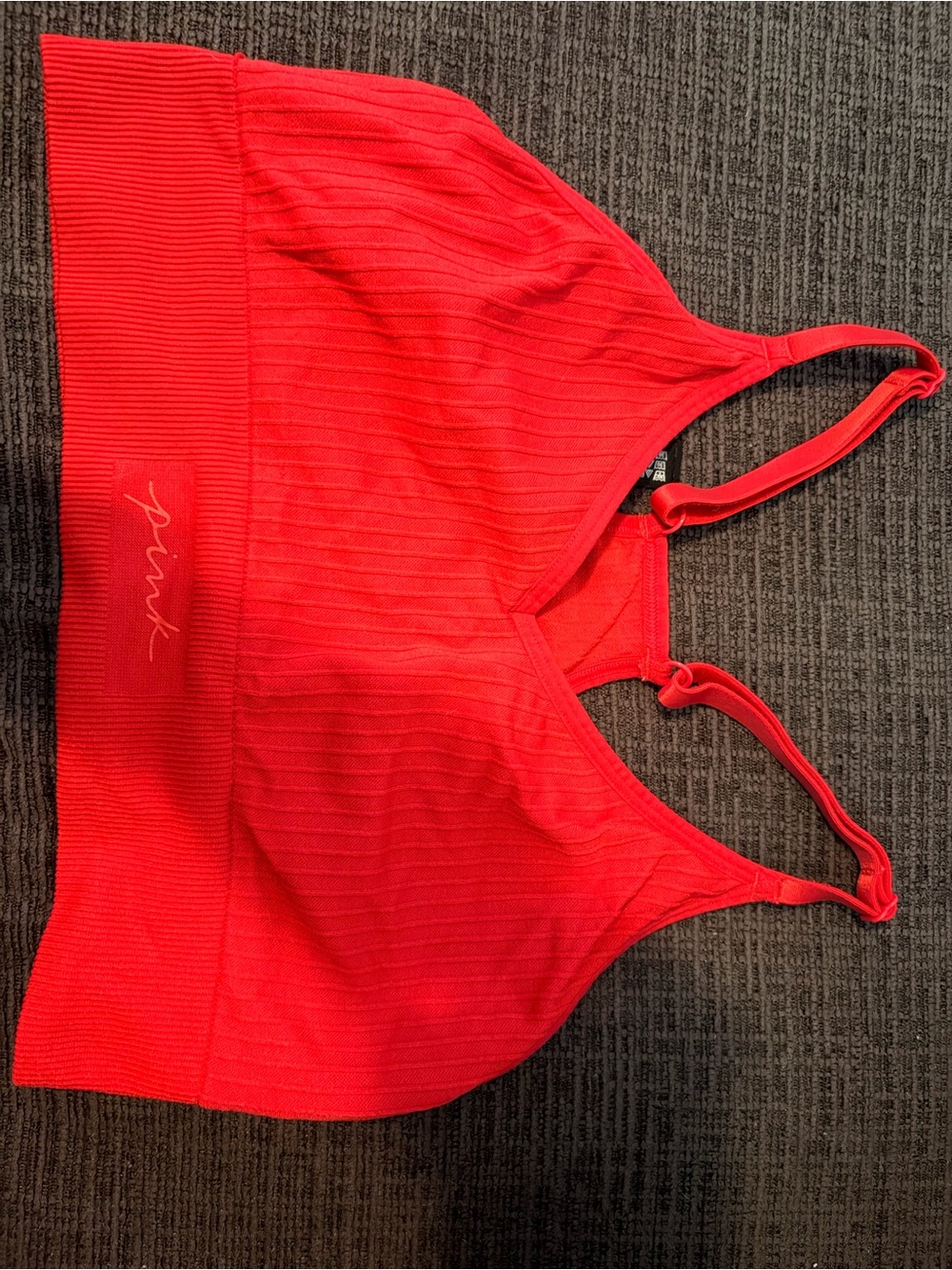 Active USA Red Ribbed Sports Bralette